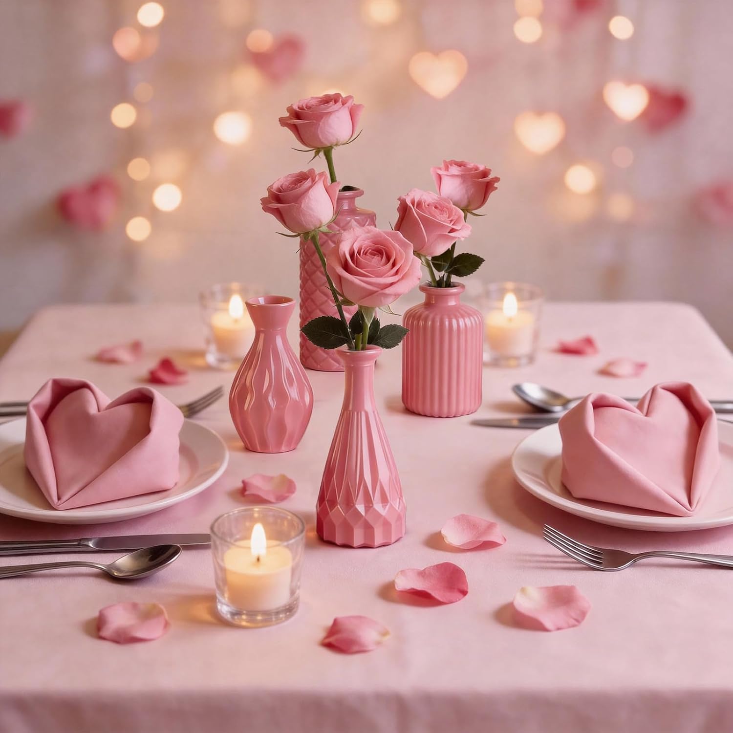 Glass Bud Vases / Baby Pink / Set of 12