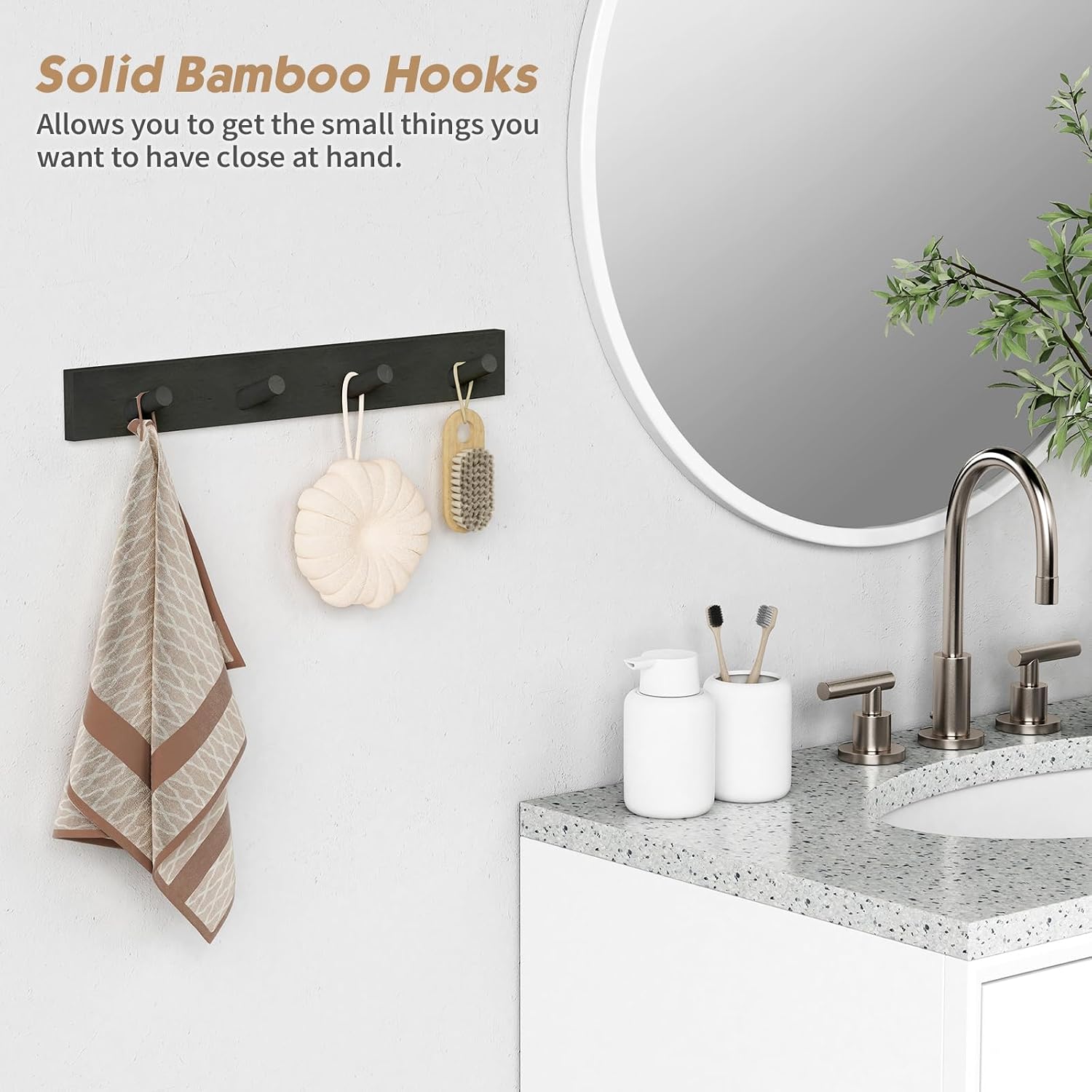 Forbena Black Coat Rack Wall Mount 4-Pack, Rustic Farmhouse Coat Hooks for Wall, Vertical Hanging Hat Rack for Office
