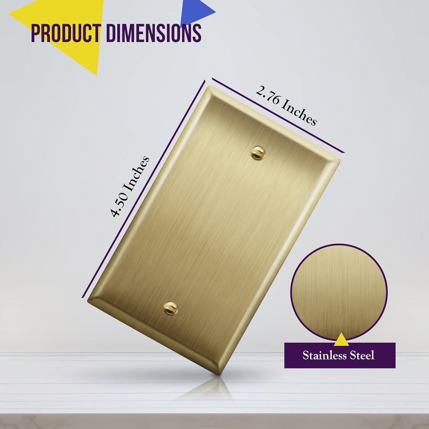 ENERLITES Blank Device Metal Wall Plate, Stainless Steel 201, Corrosive Resistant, Size 1-Gang 4.50" x 2.76"