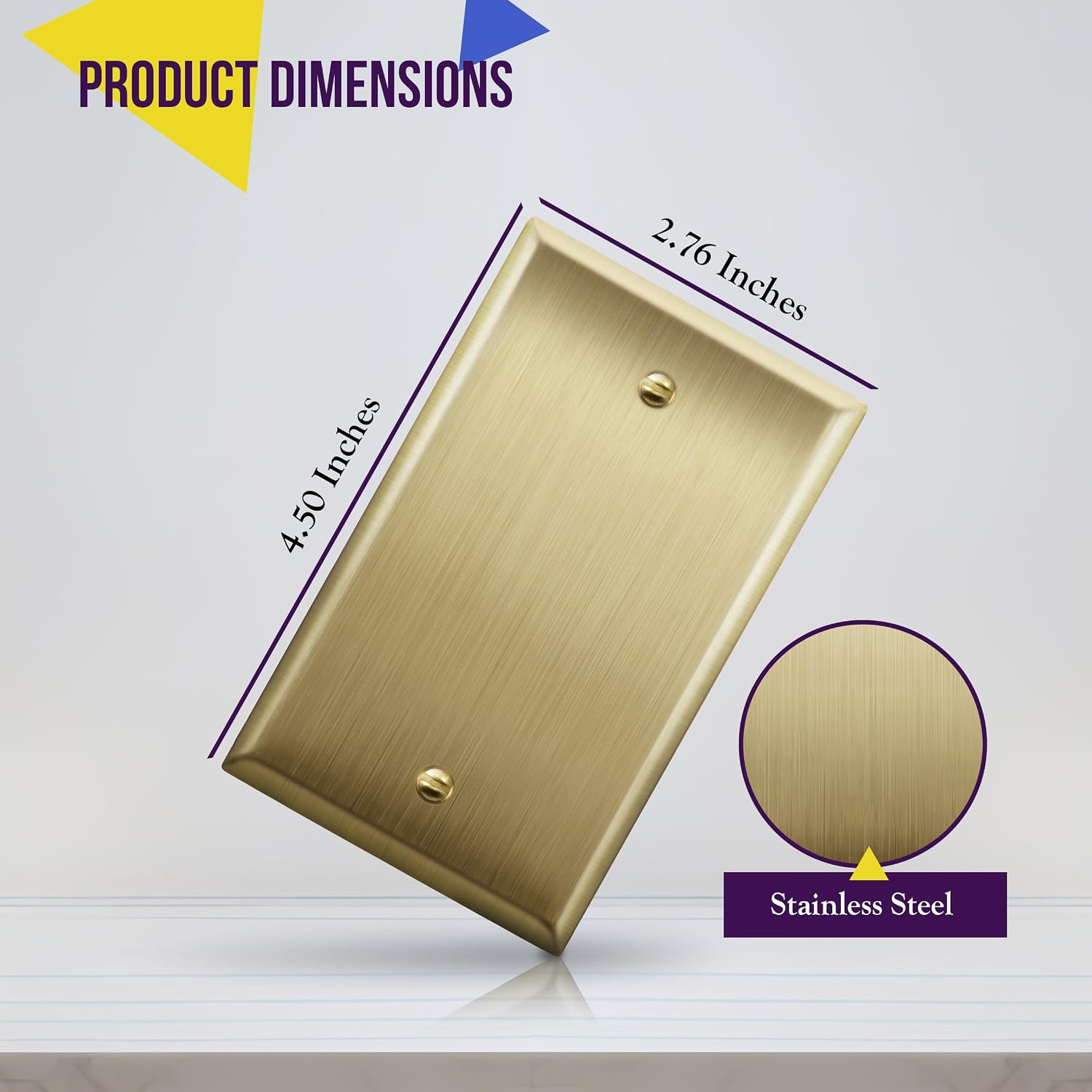ENERLITES Blank Device Metal Wall Plate, Stainless Steel 201, Corrosive Resistant, Size 1-Gang 4.50" x 2.76"