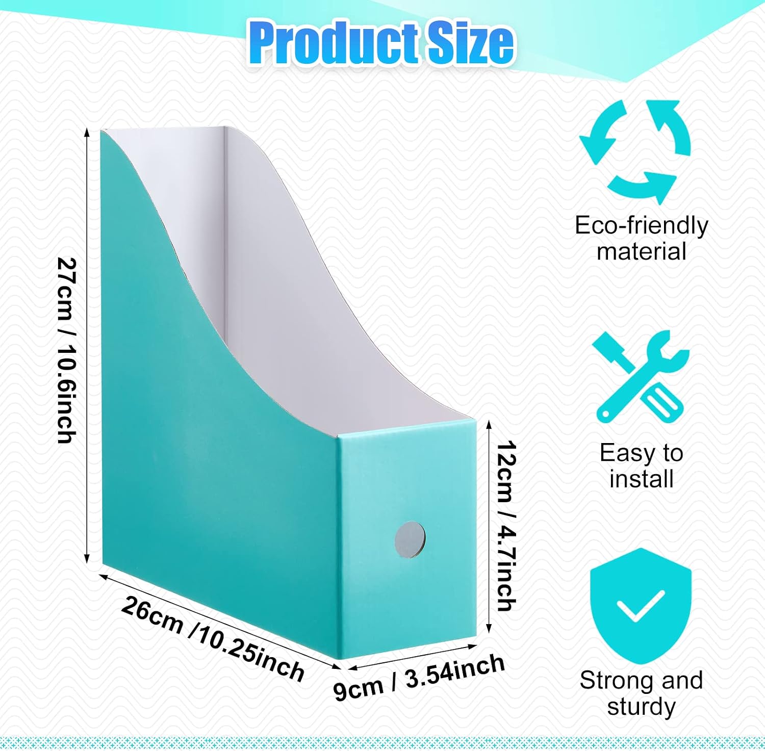 Thenshop 24 Pcs Magazine Files Cardboard Holders,Classic,Mint | File Organizer Foldable Paper Storage for Desk