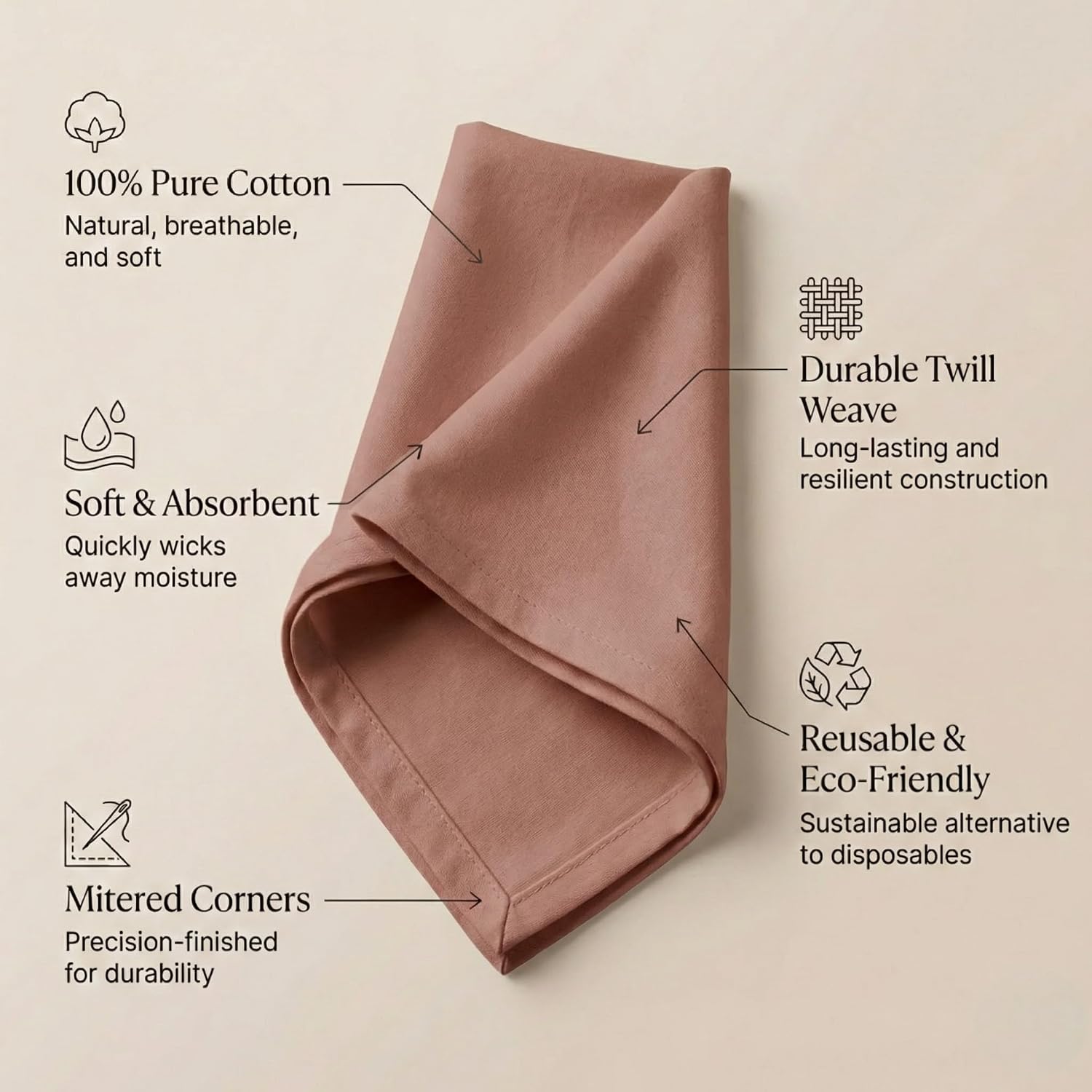 Accent Home 100% Cotton Napkins, Delicate Cloth Napkins for Dinners | 100% Pure Cotton Napkins, Economy Pack, Multi