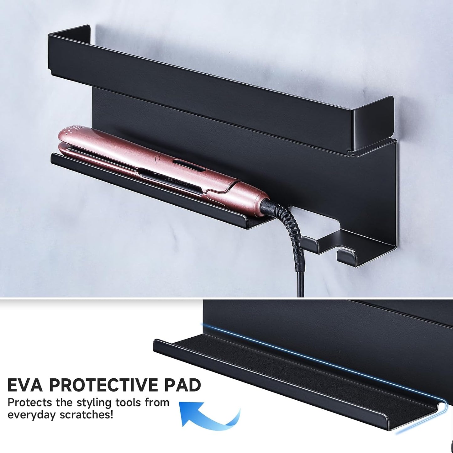 Storage Hair Dryer Holder for Curling Iron Accessories, Hair Tool Organizer Wall Mount, Curling Iron Holder Organizer
