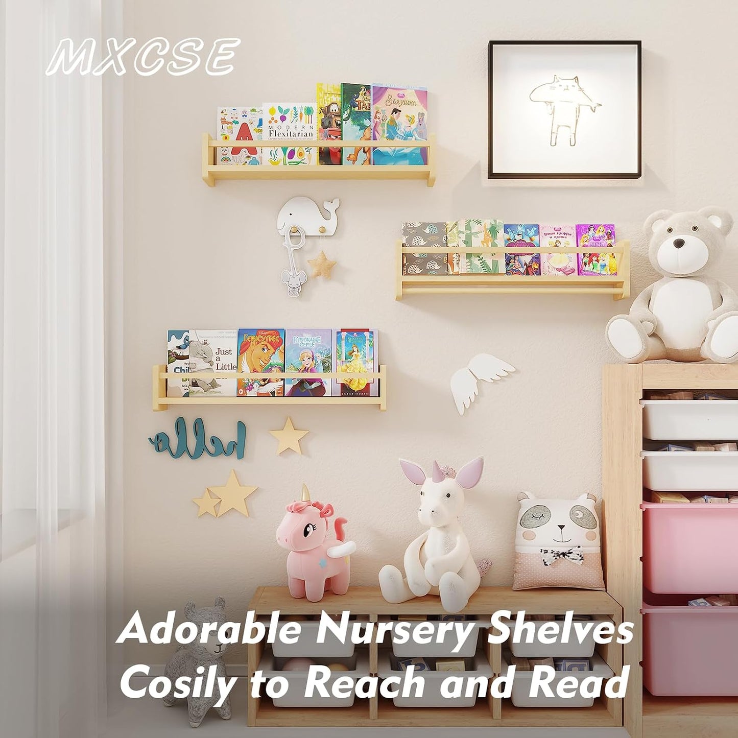 Pine Wood Nursery Shelves / Wooden / 16 In