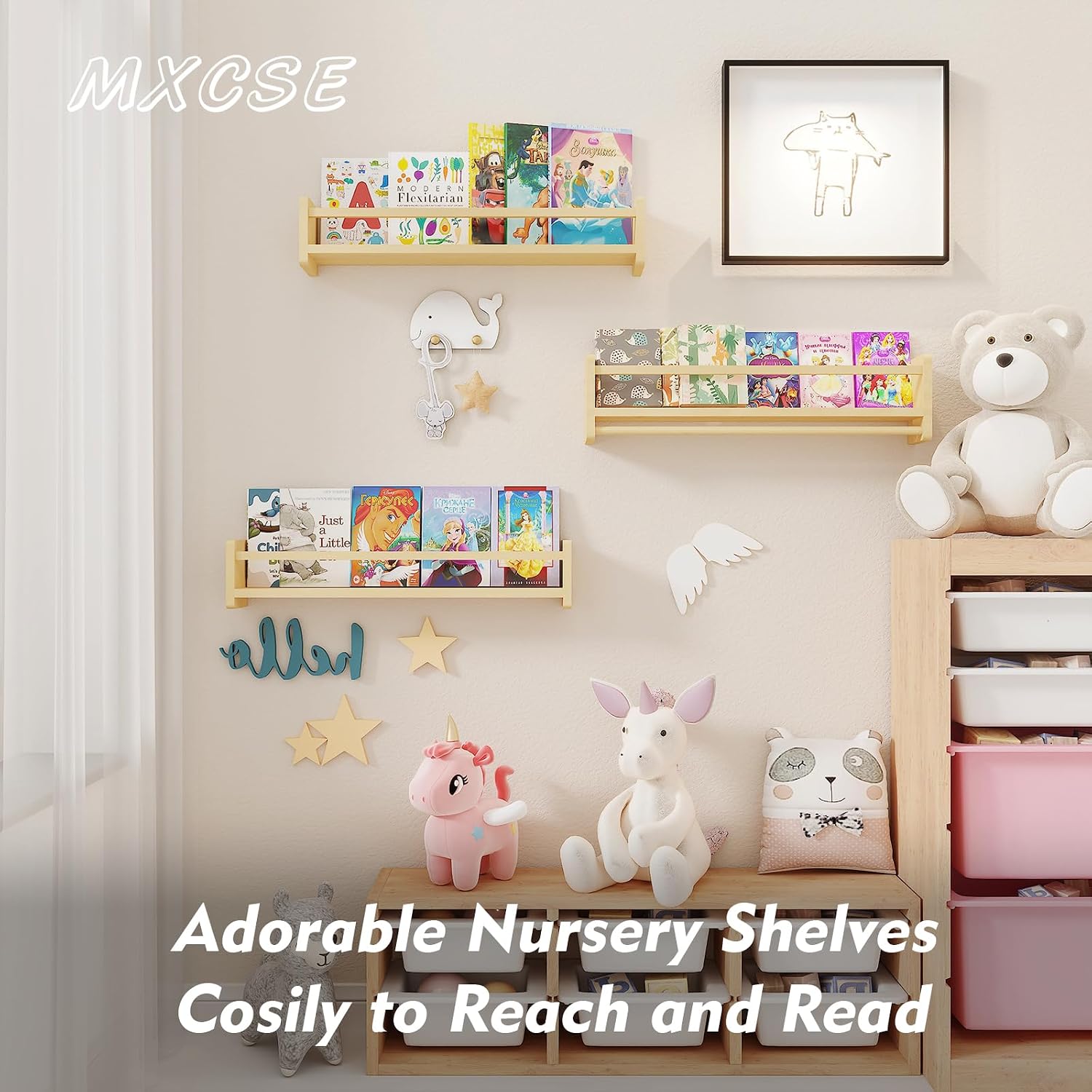 Pine Wood Nursery Shelves / Wooden / 16 In