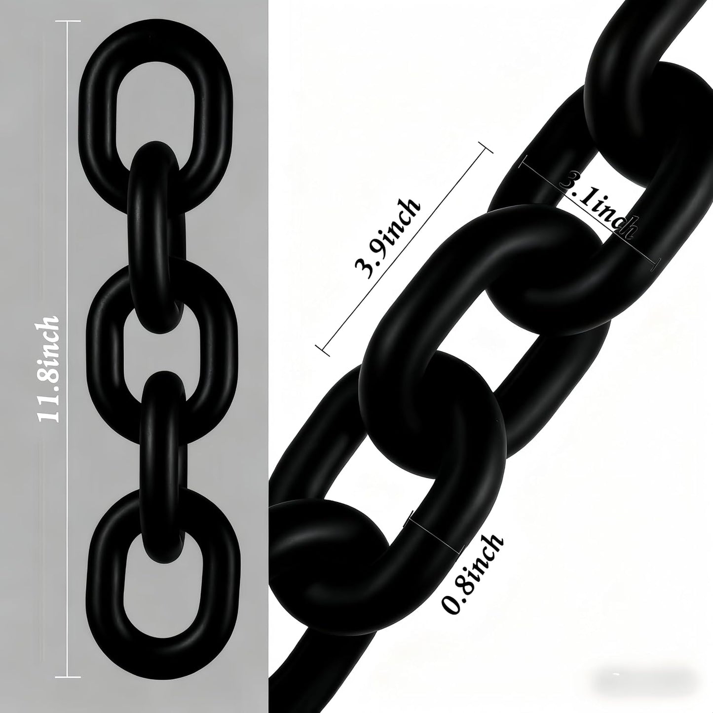 Wooden Decorative Chain Link Ornament Hanging Home Decor Rustic Farmhouse Decor / Black