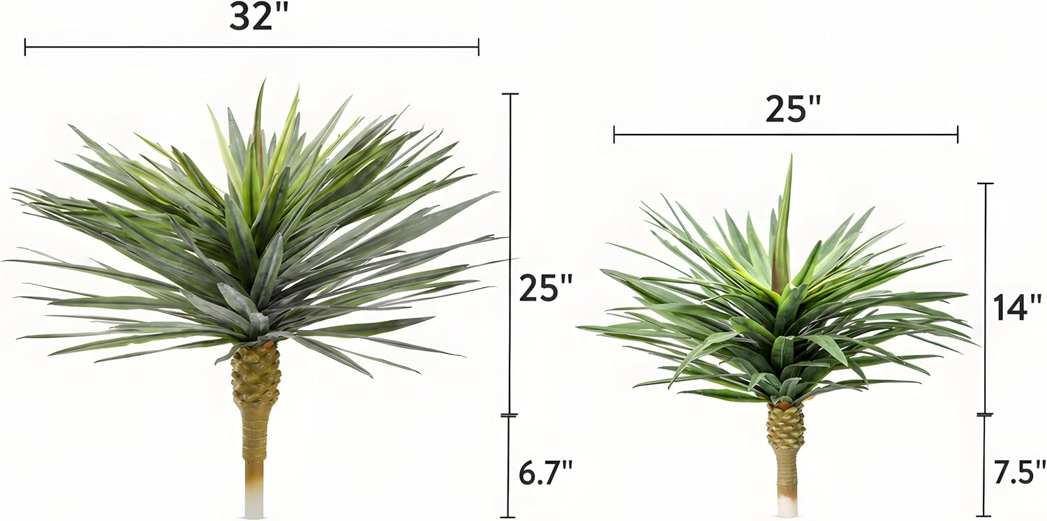 33" Artificial Agave Plant UV Resistant Faux Succulent / Green / 33" Tall