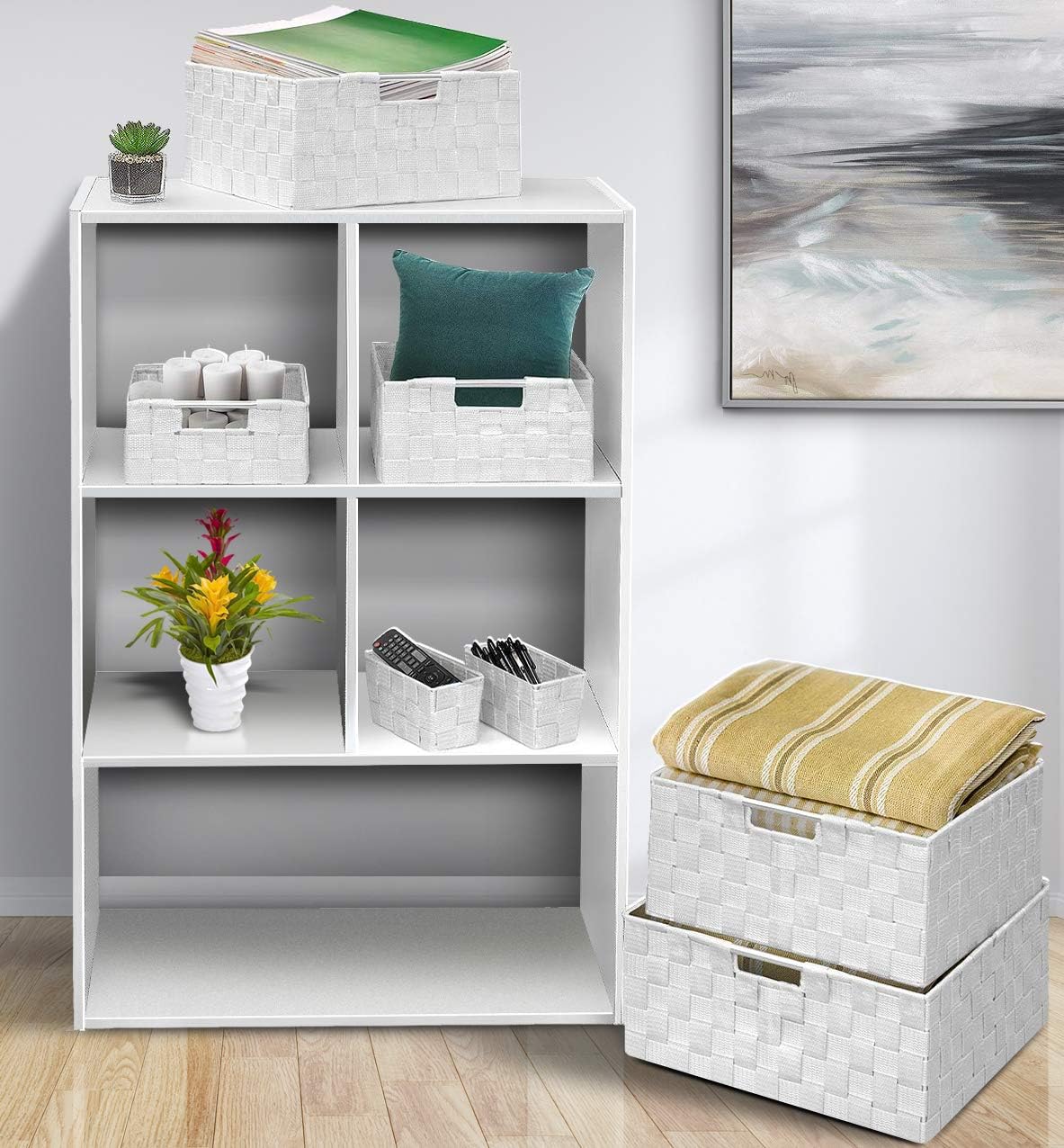 Linen Closet Organizers and Storage / 7 Piece - White / Set of 7