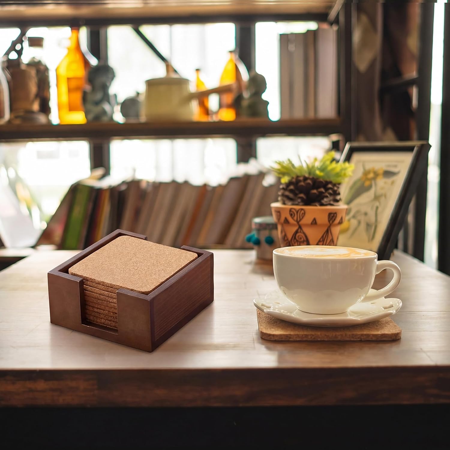 Rustic Wooden Drink Coaster Holder / Set of 2