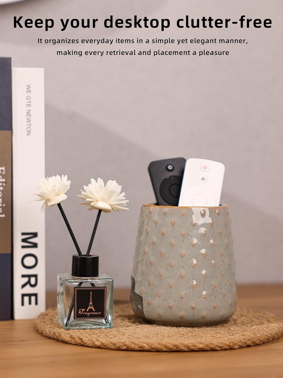 Ceramic TV Remote Control Holder / Grey