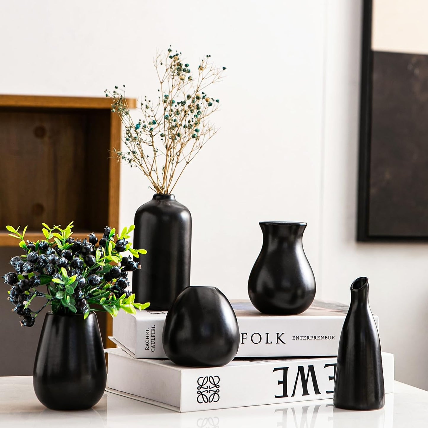 Ceramic Bud Vases / Black Bud Vases / Set of 11