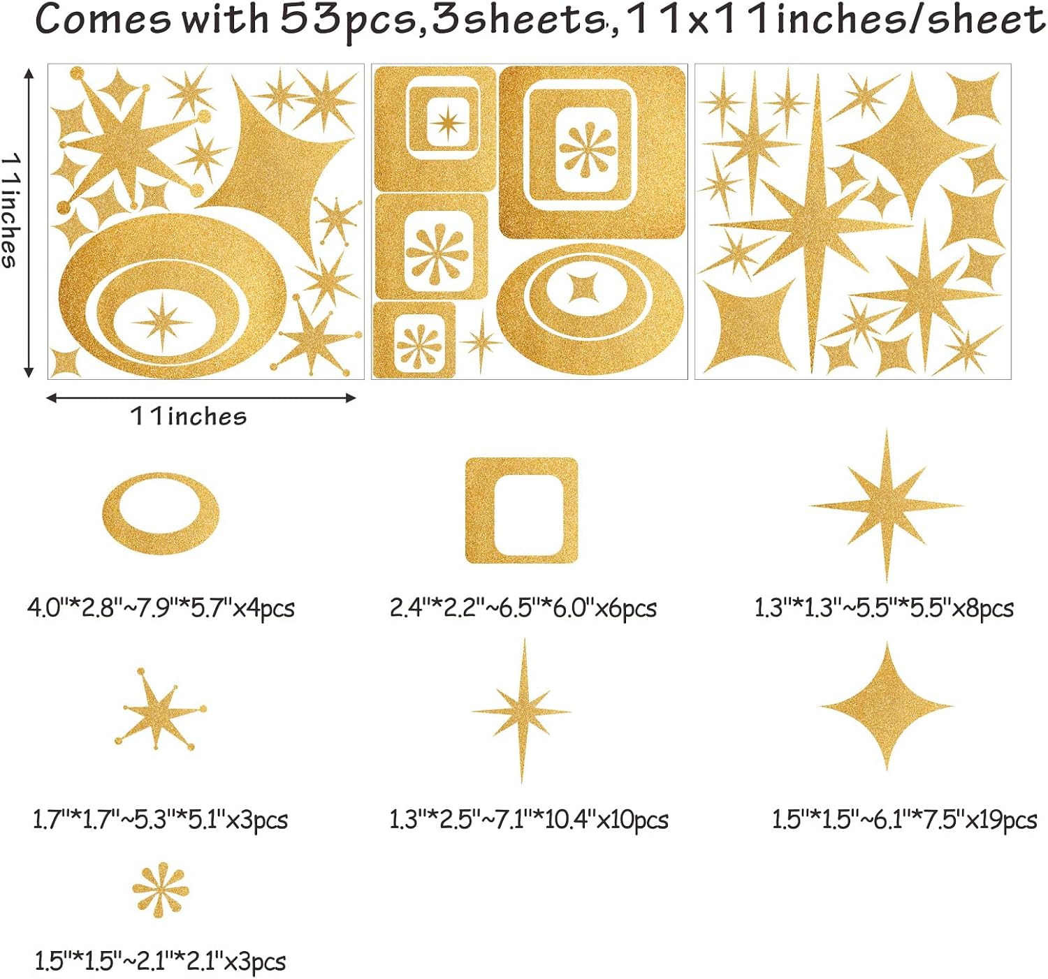 Star Wall Decals Retro Star Wall Decal Ovals and Squares Walls Decals Geometric Walls / Eye Decals