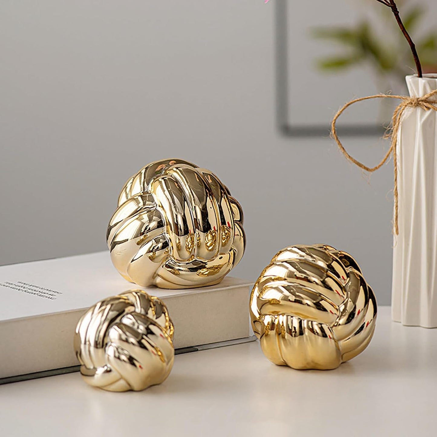Ceramic Knot Statues Home Decor / 2.55 x 2.3 / Small / Gold