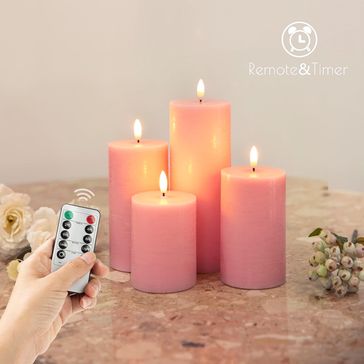 LUSHARBOR Flameless Candles, 4 Pack Battery Operated Candles with Remote, Real Wax LED Fake Candles with Timer