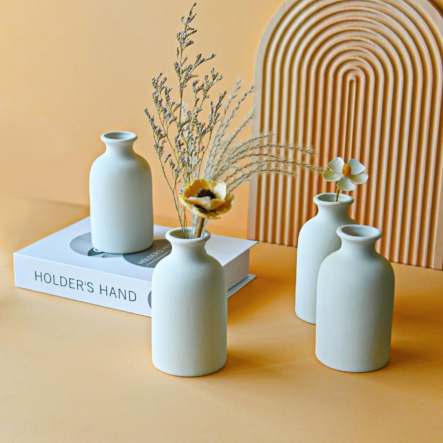 Modern White Small Ceramic Vase / White - Style 4 / Set of 12