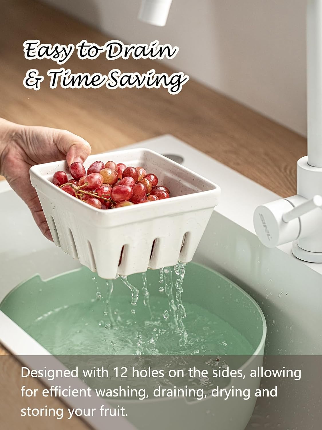 Ceramic Berry Basket / Cream White / Square-5.7 Inch / 5.7 Inch / Set of 2
