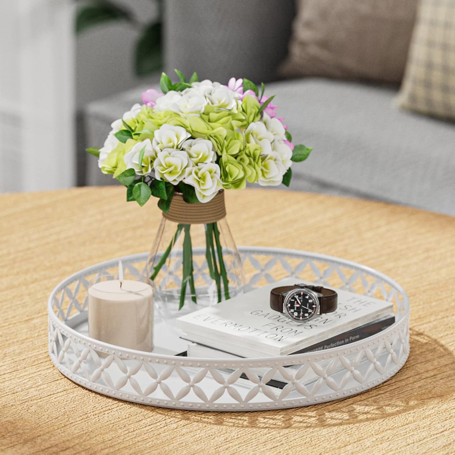 Bathroom Trays for Counter / Floral-white / 11 Inch