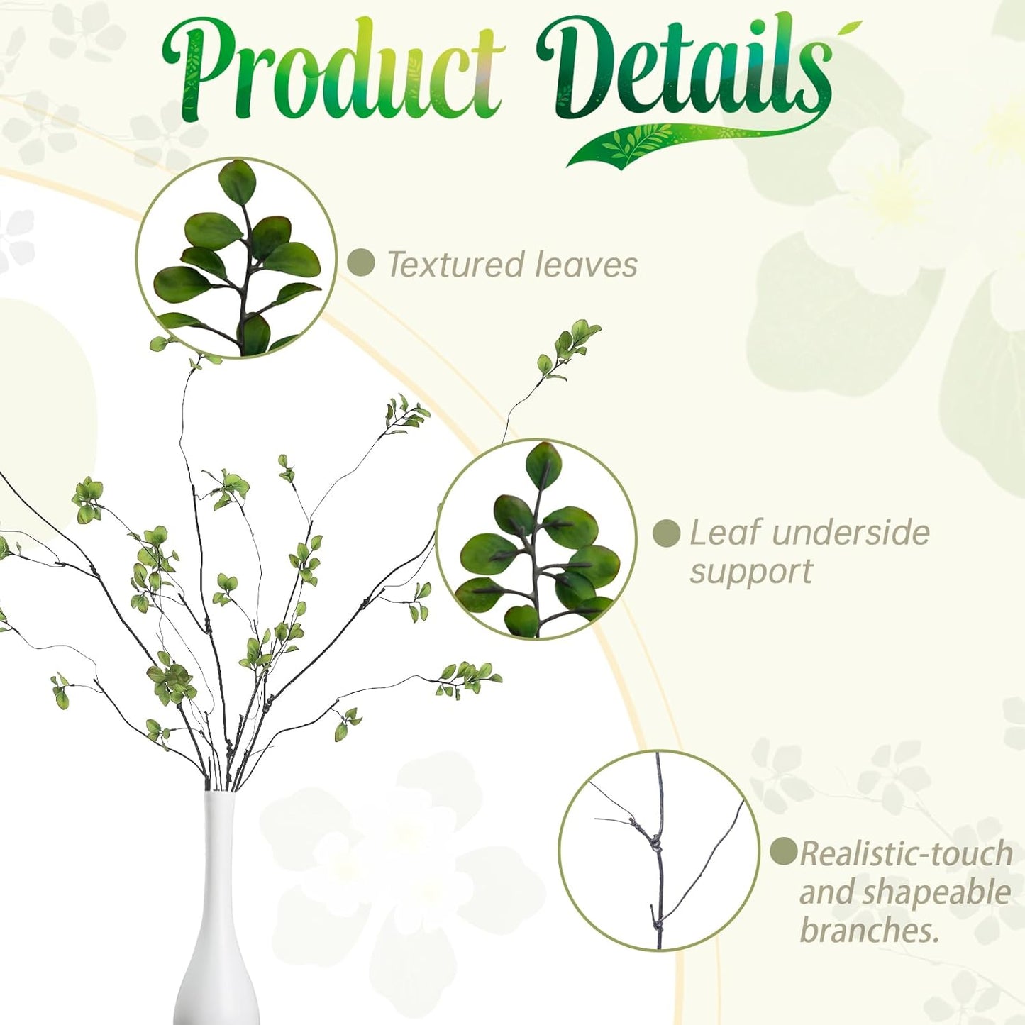 38.5" Tall All- Artificial Branches / Green / Set of 4