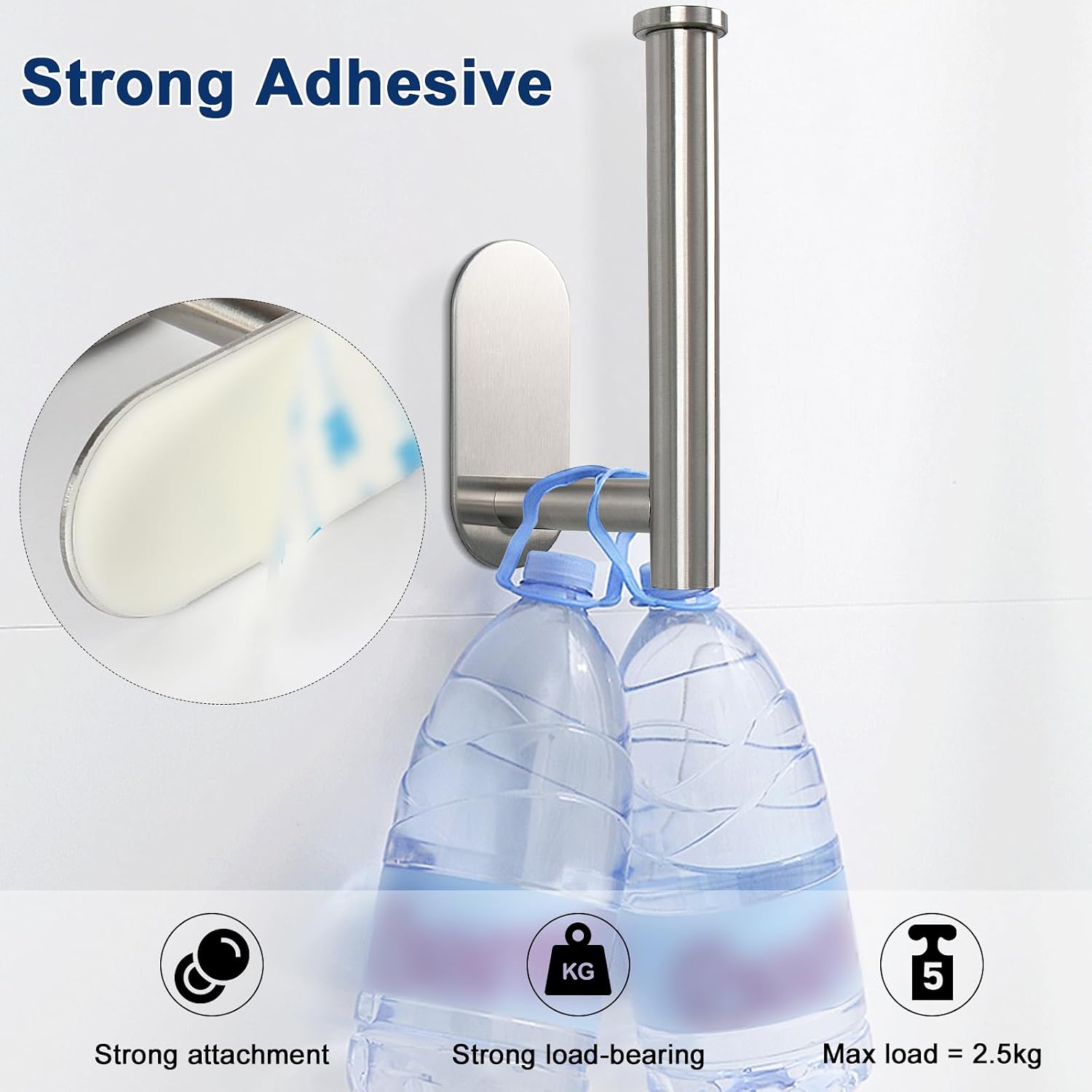 NearMoon Toilet Paper Holder Self Adhesive, Premium Thicken SUS304 Stainless Steel Rustproof Adhesive Toilet Roll