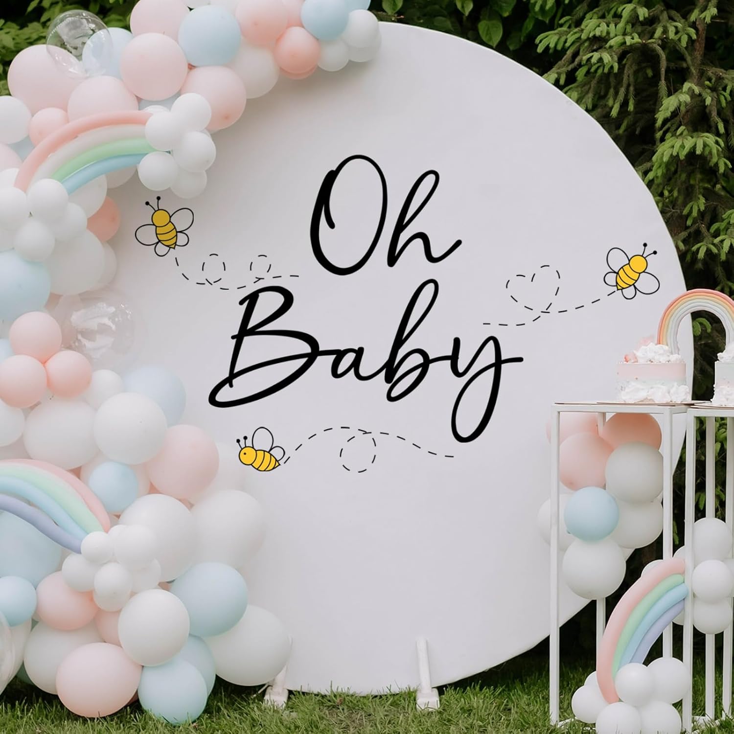 Oh Baby Letters Bees Decal Sign for Backdrop Boy Girl Neutral Gender Reveal Decor Large Stickers