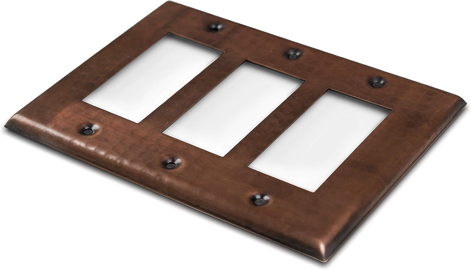 Monarch Abode Rocker Light Switch Cover Plate – 3-Gang Pure Copper Decorator Wall Plates, Hand Hammered Decorative