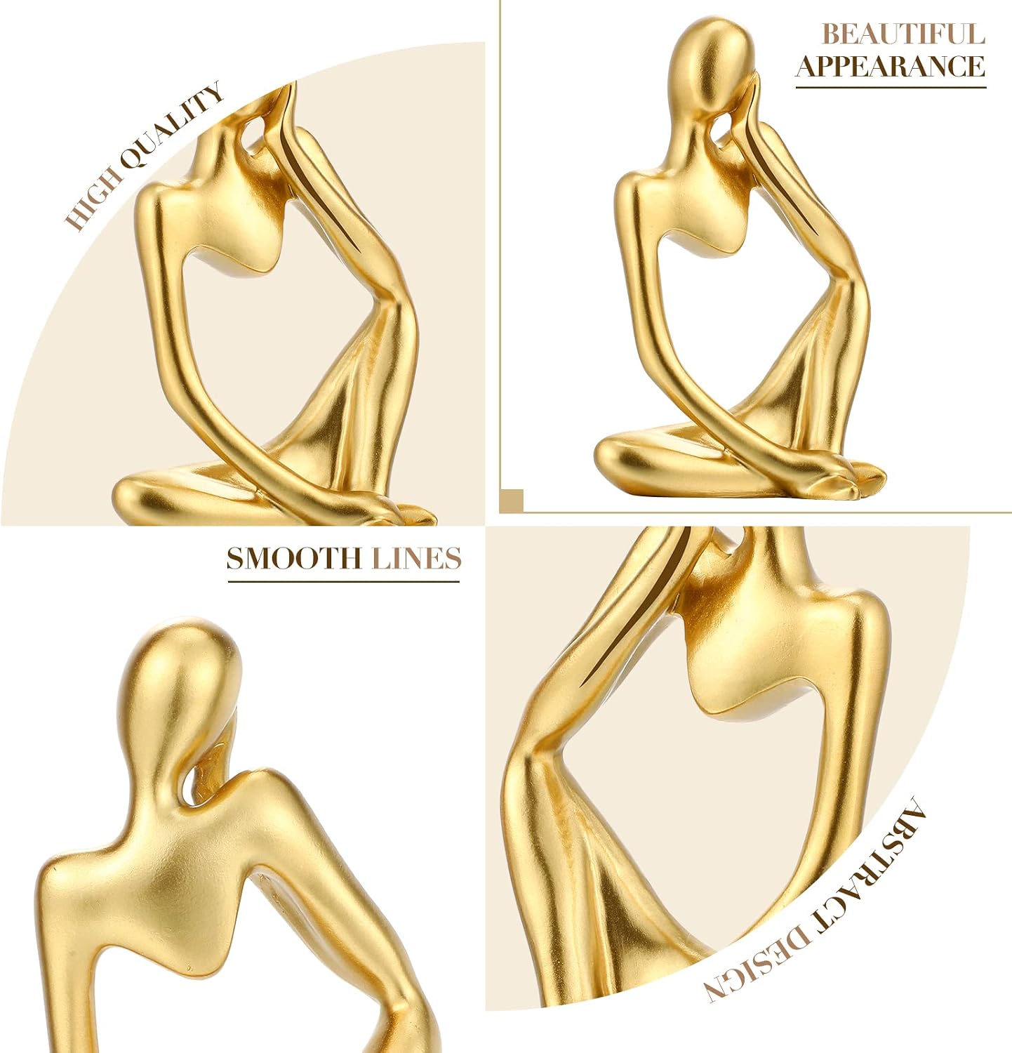Decor Accents Set Resin Thinker Statue Small Bird Figurines Abstract Decorative / Gold / Set of 5