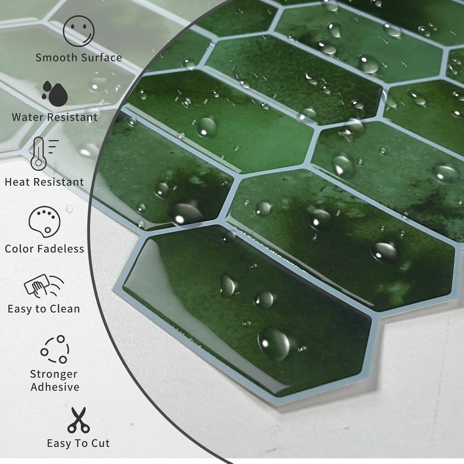 3D Waterproof Self-Adhesive Wall Tile Stick on Backsplash / Dark Green