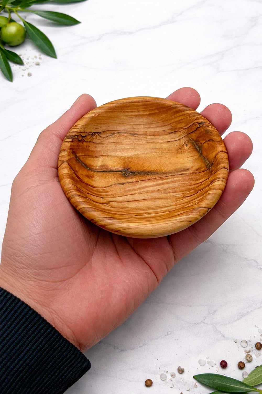 Very Small Handcrafted Wooden Dish for Food / 3.7 Inch