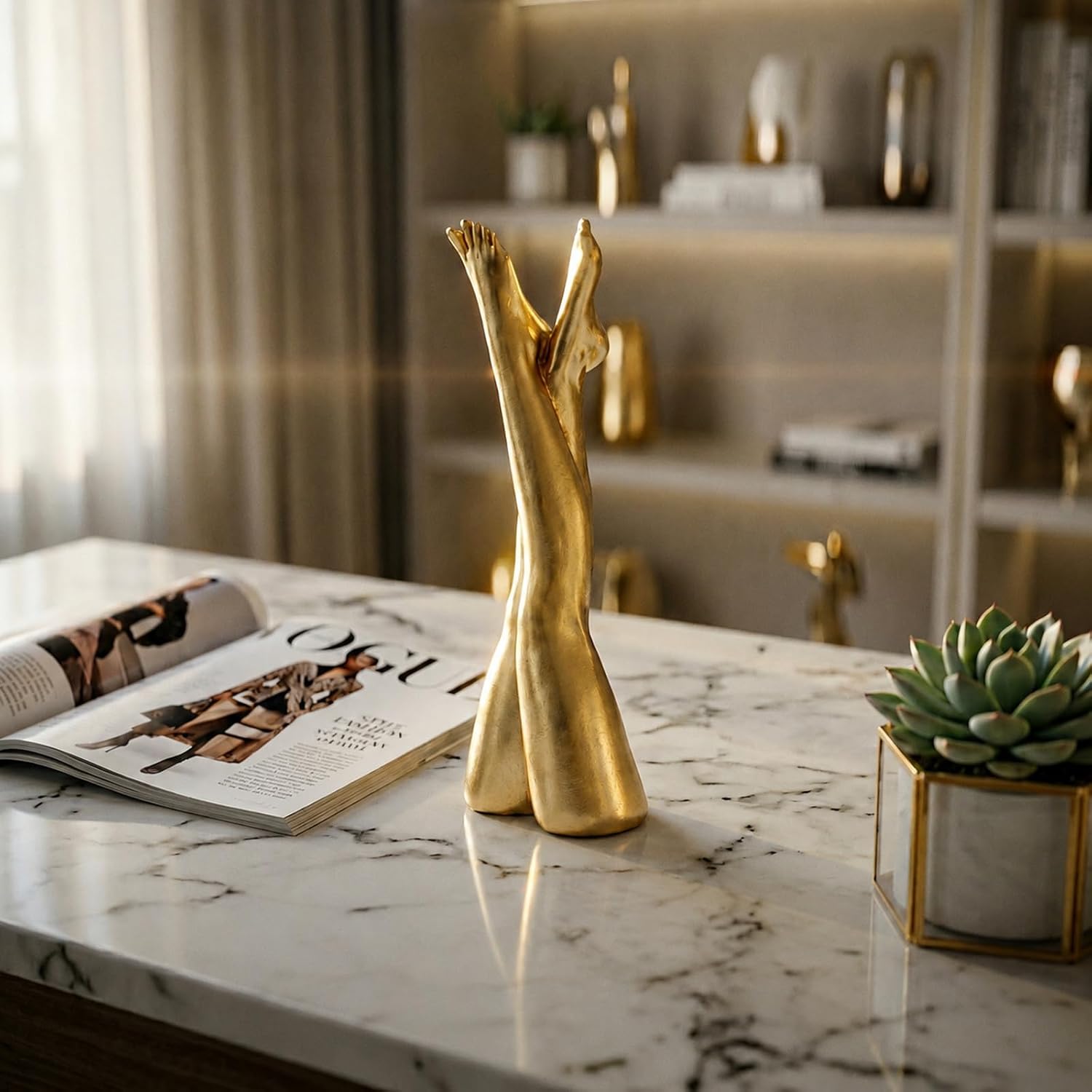 Hand-Applied Leaf / Straight Legs / Gold