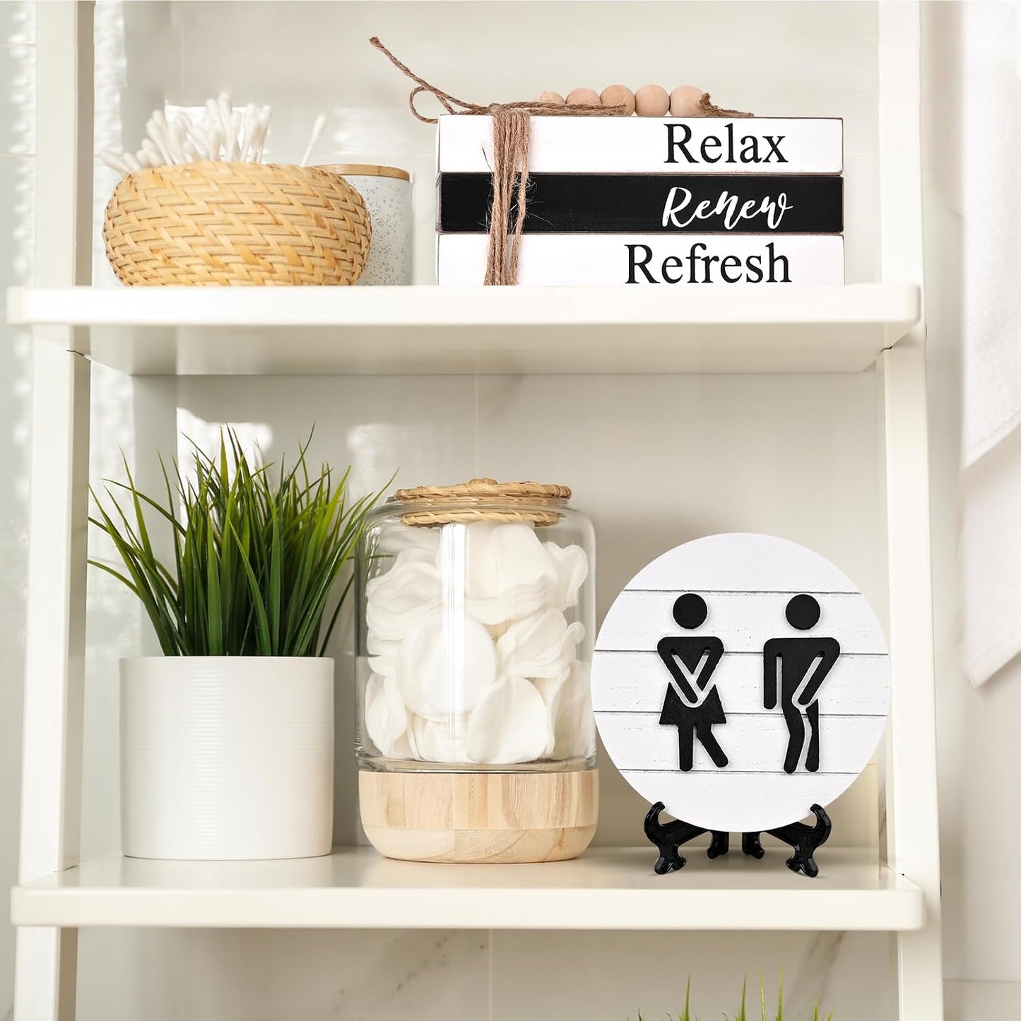 3D Round Shiplap Signs and Book Stack / Modern Book Stack