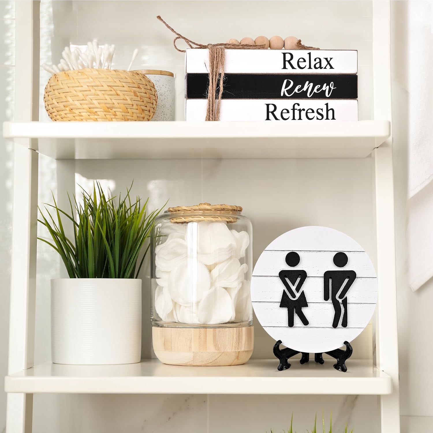 3D Round Shiplap Signs and Book Stack / Modern Book Stack