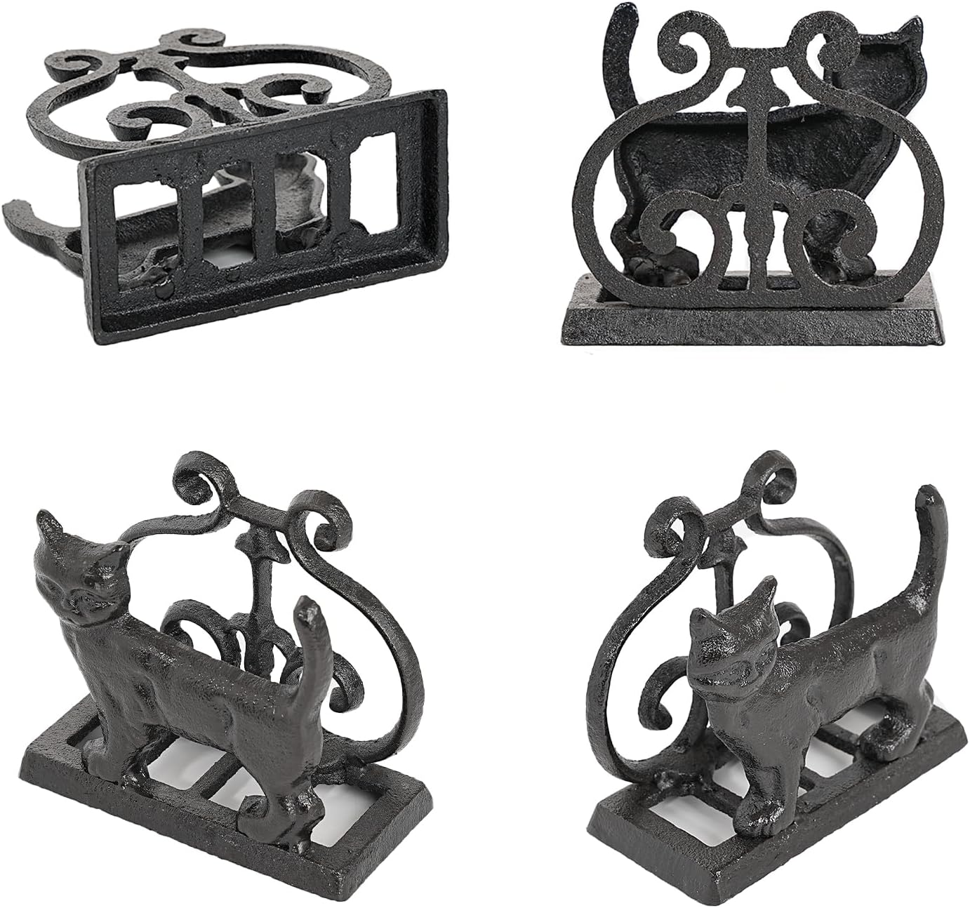 Vintage Cast Iron Napkin Holder / Standing Cat