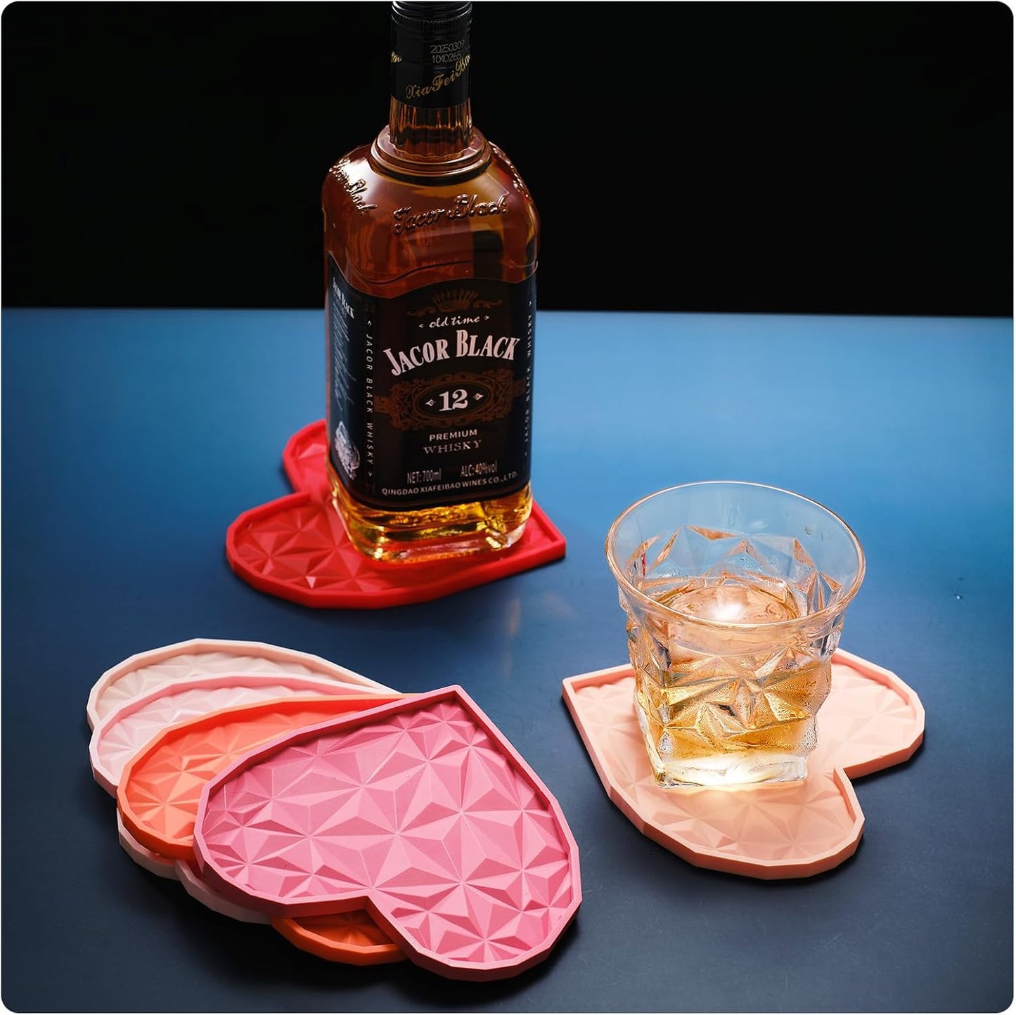 Silicone Drink Coasters Set / Gradient Pink / Set of 6