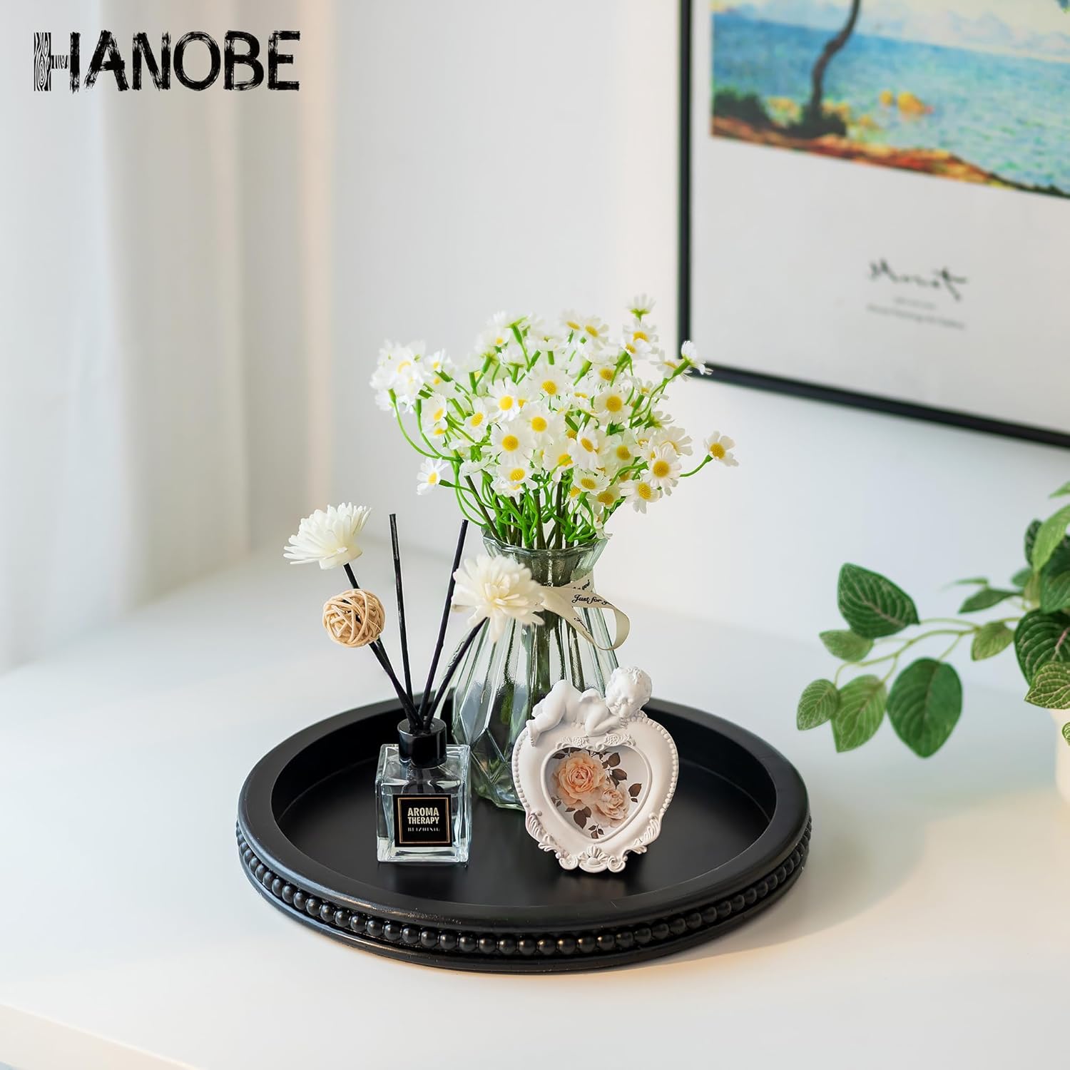 Decorative Serving Tray Wood / 11.8 / Black