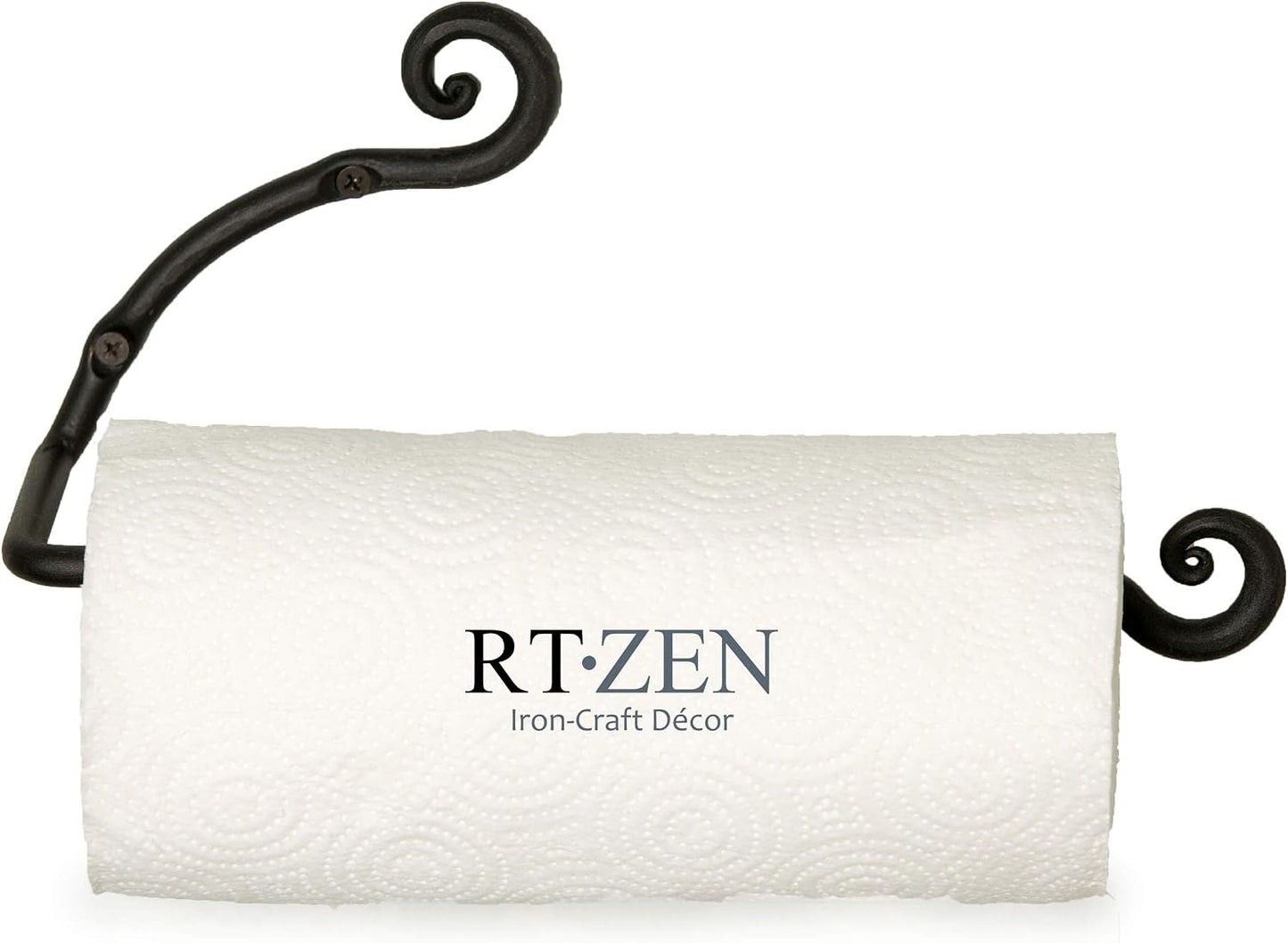 Horizontal Black Paper Towel Holder, Stylish Home Accent Countertop | Handcrafted, Rustic Metal, Decorative Wrought