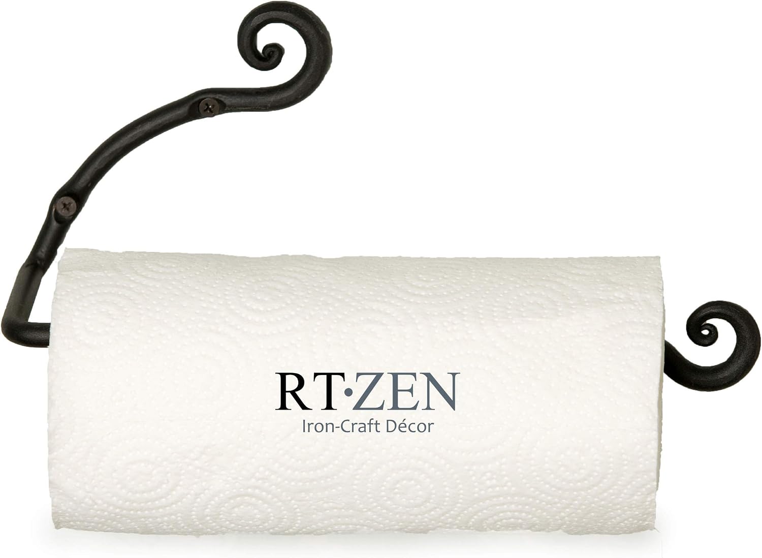 Horizontal Black Paper Towel Holder, Stylish Home Accent Countertop | Handcrafted, Rustic Metal, Decorative Wrought