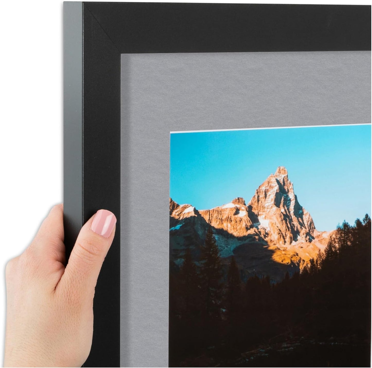 ArtToFrames Collage Picture Frame 3 Opening 3-5x7 Photo Frame | Made in USA | Black Frame Silver and Black Mats | Wall