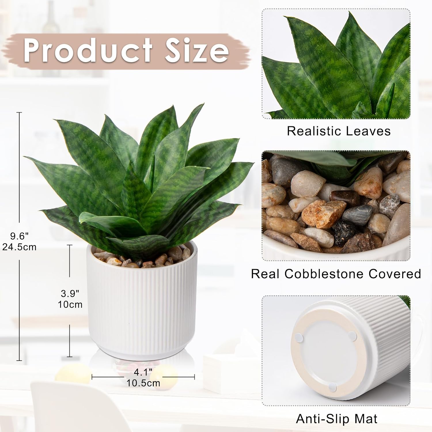 Artificial Agave Succulent Plants Faux Snake Plant Fake Succulent Agave / Style 1-medium / White