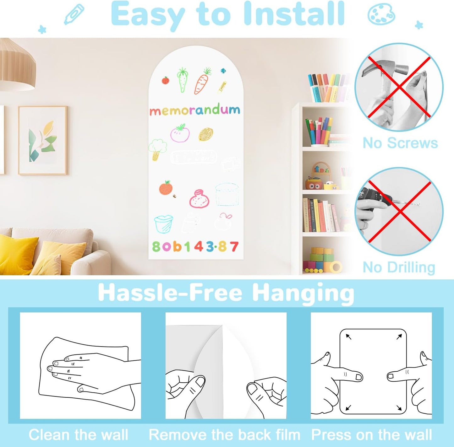 Magnetic Arch Wall Decal Magnet Wall for Kids Self Adhesive Magnetic / White / 39.3 x 17.5
