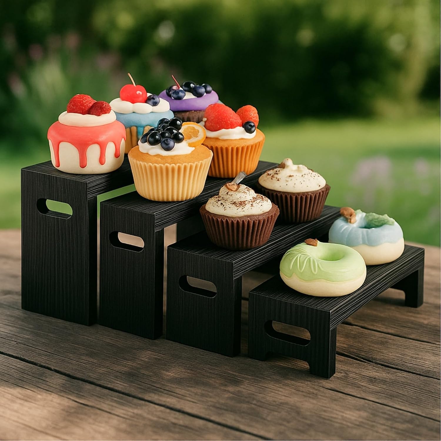 Wooden Tiered Riser Display Stands / Set of 8
