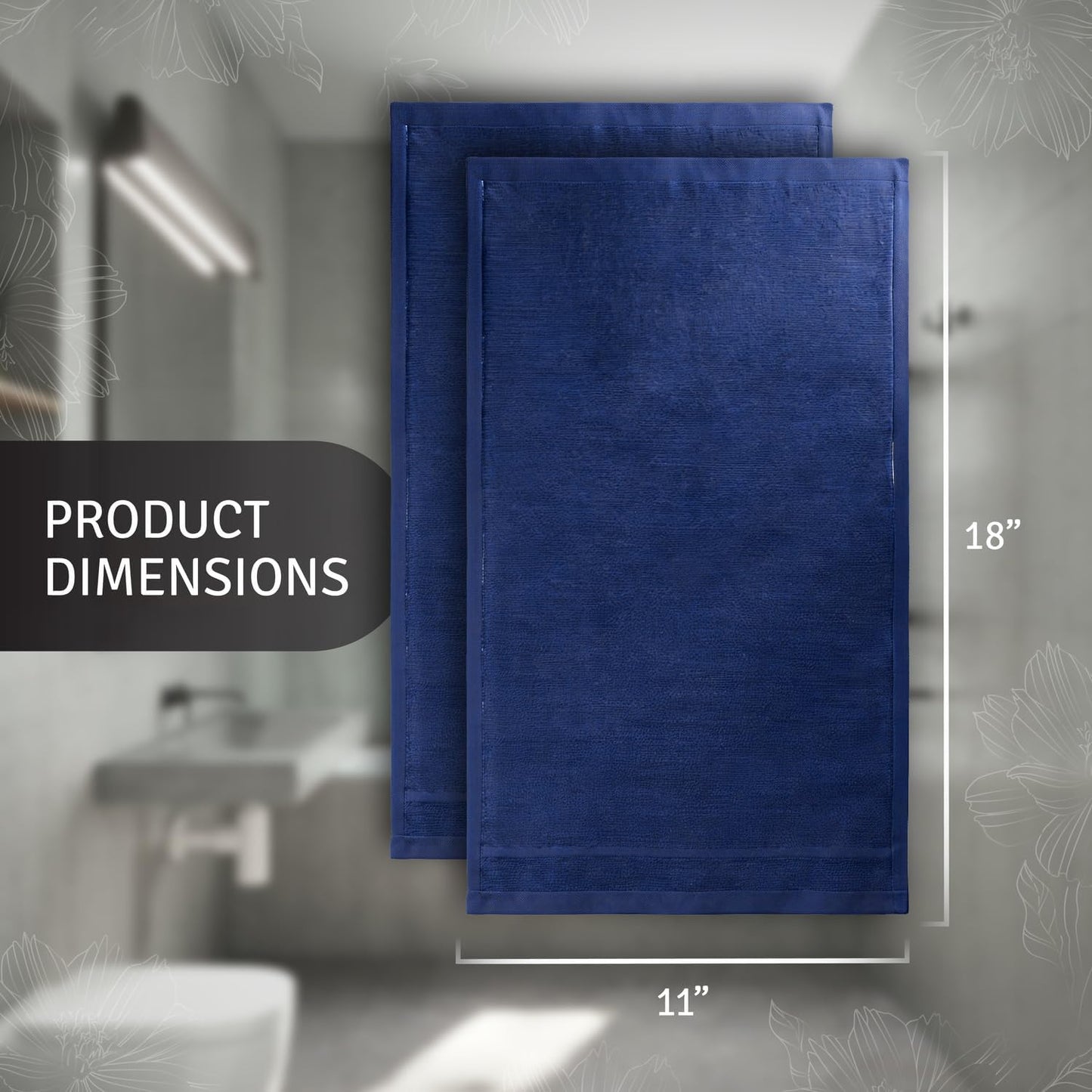 Creative Scents 100% Cotton Blue Velour Fingertip Towels - 4 Pack 11 by 18 Inch – Decorative, Extra Absorbent and Soft