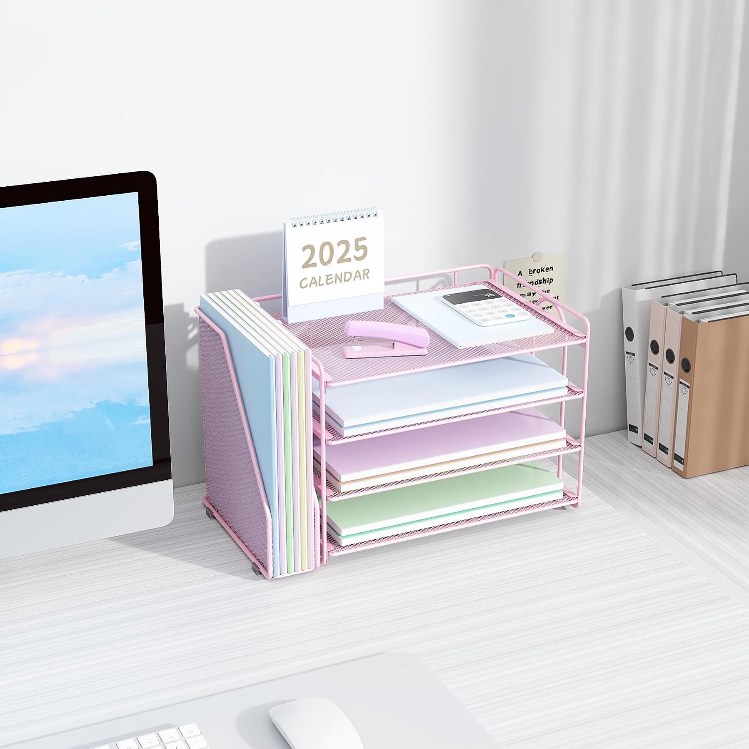 Spacrea Desk Organizers and Accessories, Paper Organizer for Desk with File organizer, Desk Accessories & Workspace