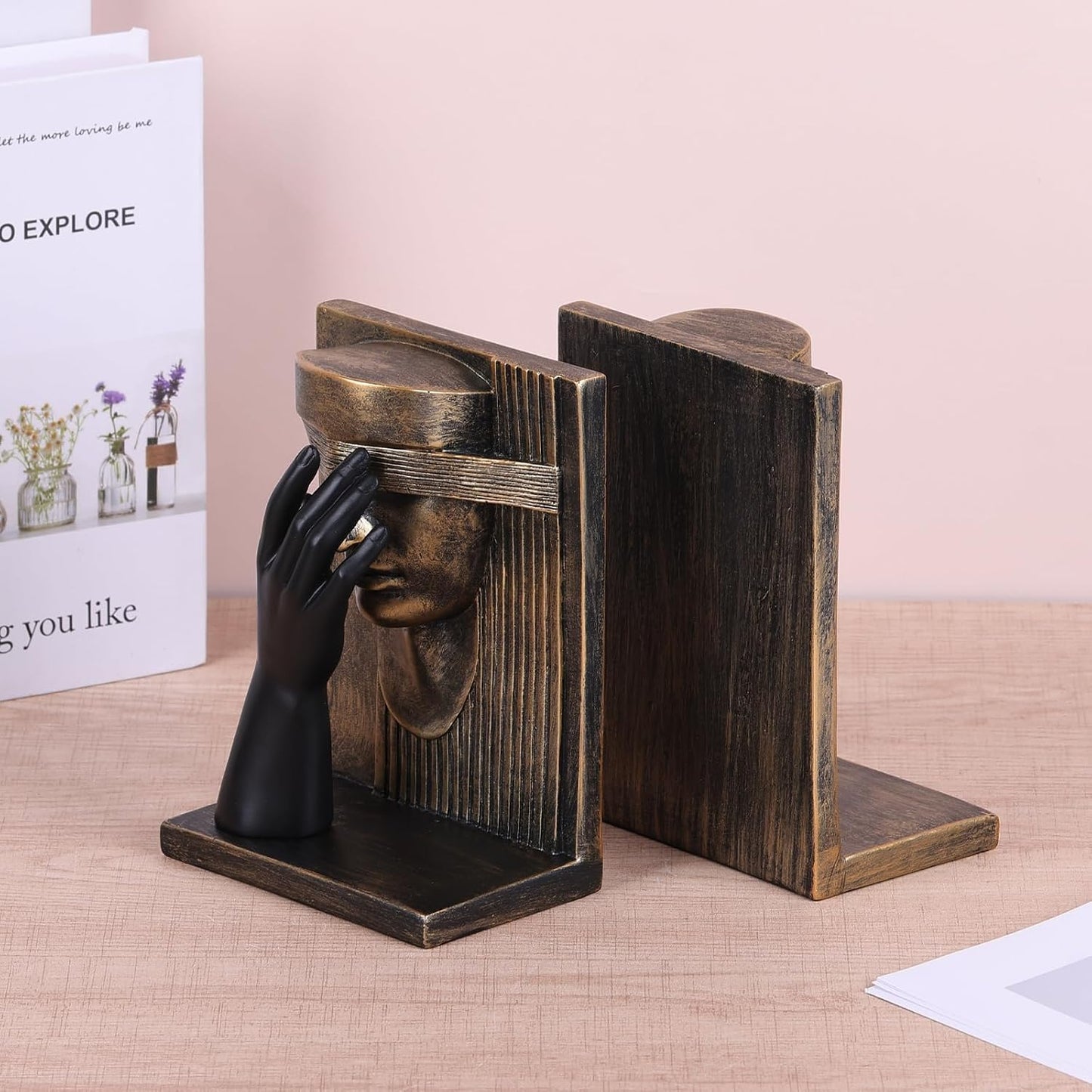 Modern Abstract Art Bookends / Bronze