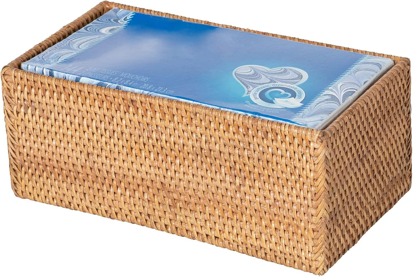 Loma Rectangular Rattan Tissue Box Cover / Brown