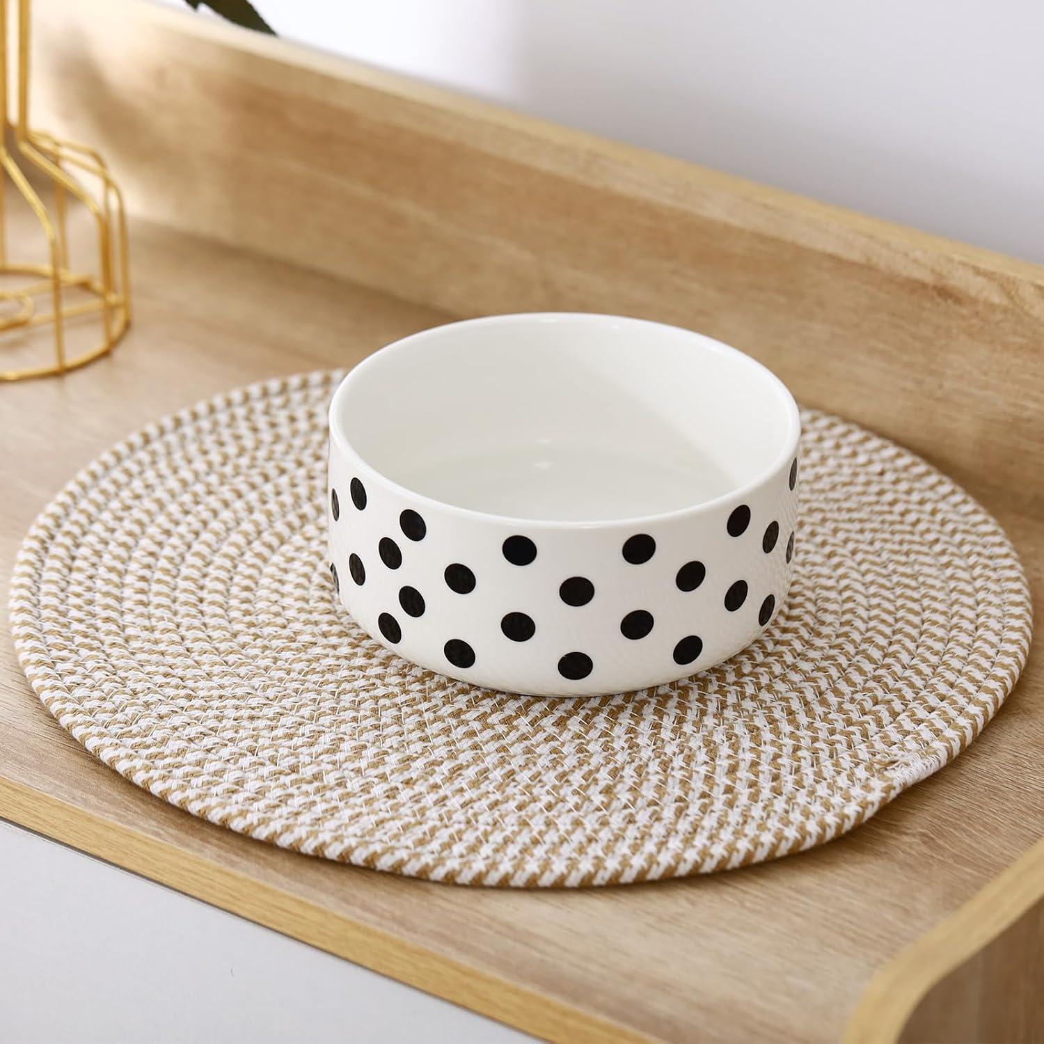 Round Woven Placemats Set of 8 Heat Resistant Placemats 13.5 Inches Farmhouse Cotton Rope Place Mats for Dining Tables