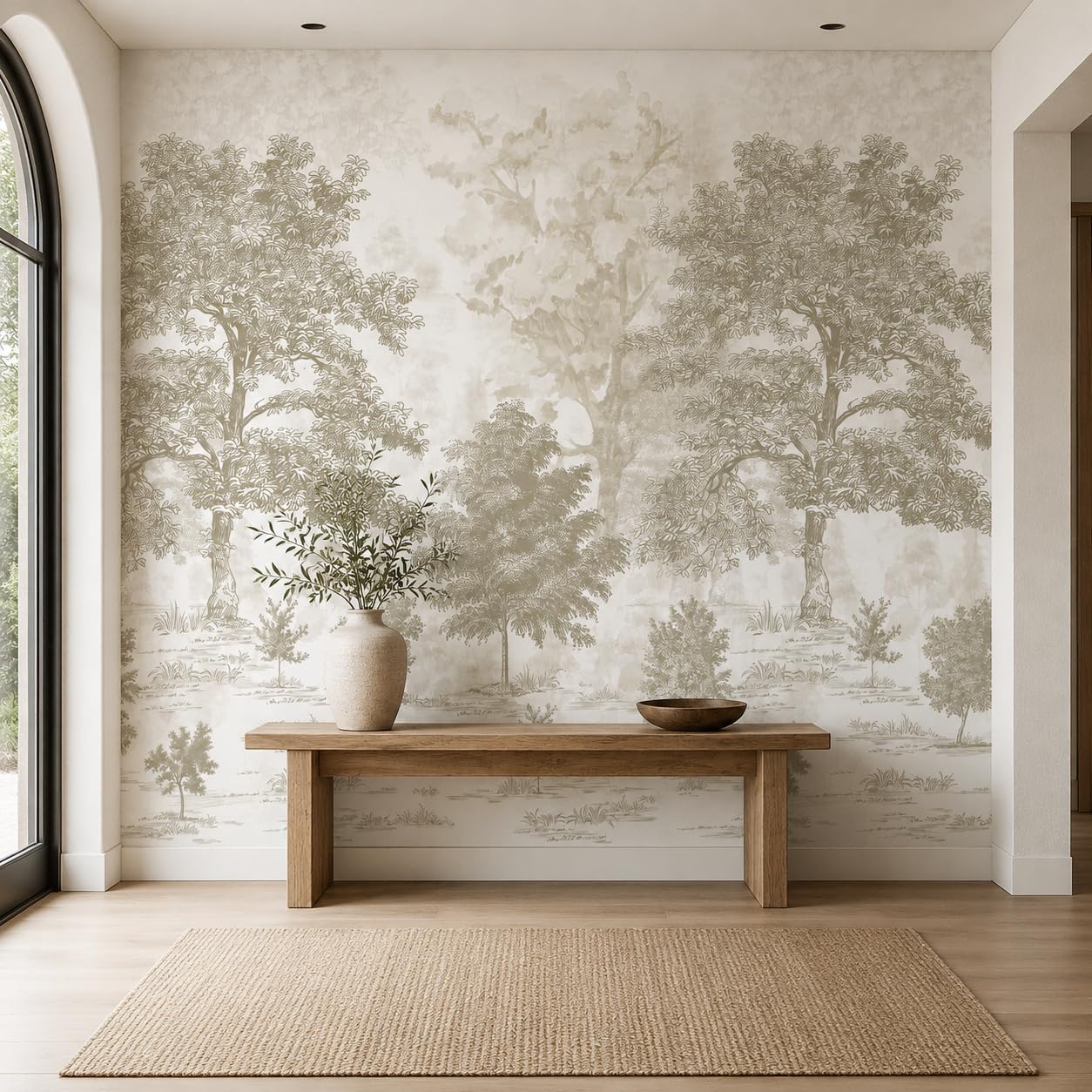 Vintage Forest Wall Murals Peel and Stick " Tree Wallpaper / 148 x 98 / Neutral / Beige
