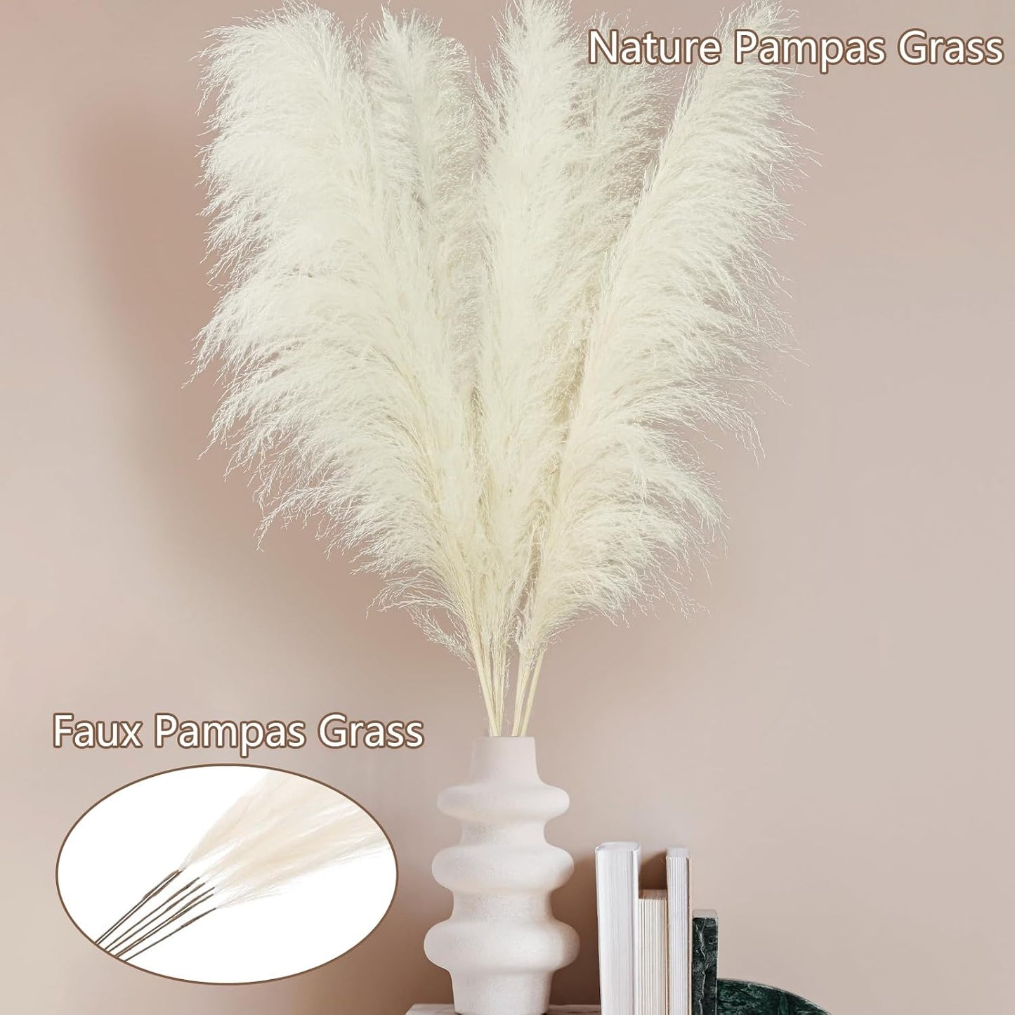 Tall Pampas Grass for Floor Vases / White-40 / Set of 10