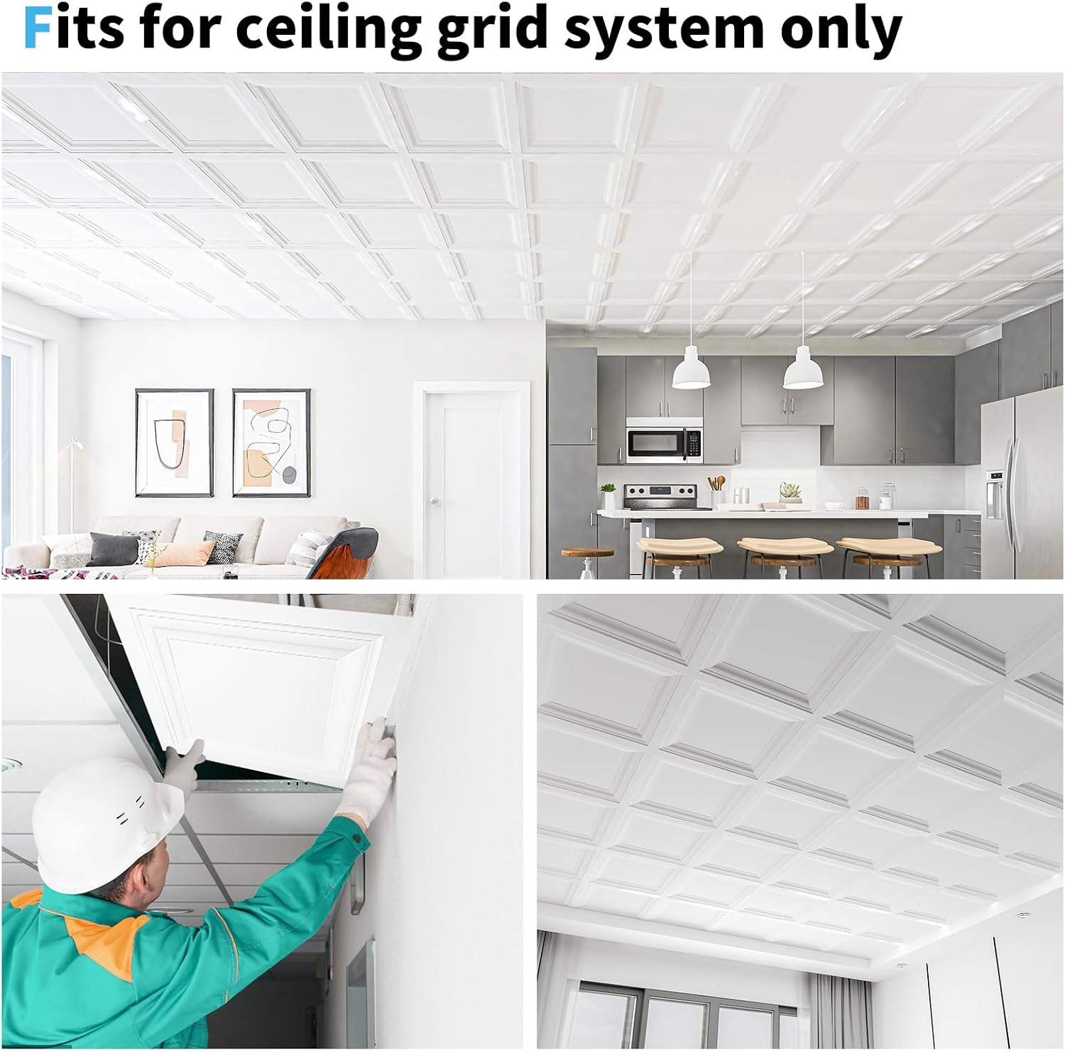 PVC Ceiling Panel in. / 24*24 / White / 24 x 24 / Set of 24