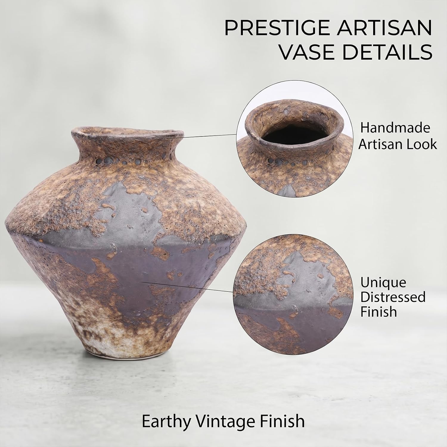 Stone Vase for Rustic Home Decor / Small