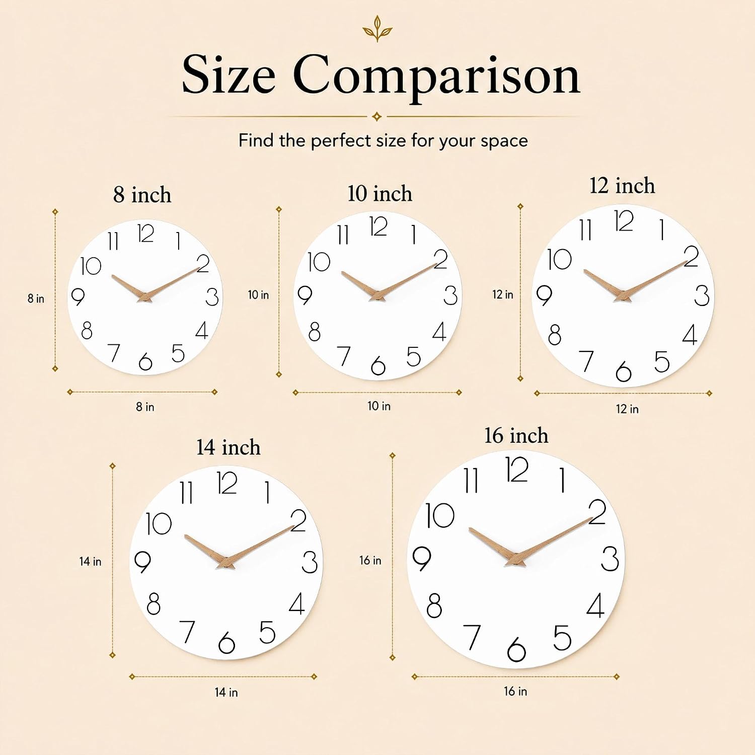 cicininc 16 Inch Battery Operated Wall Clock, Silent Analog, White | Large Size | Living Room | Office | Kitchen